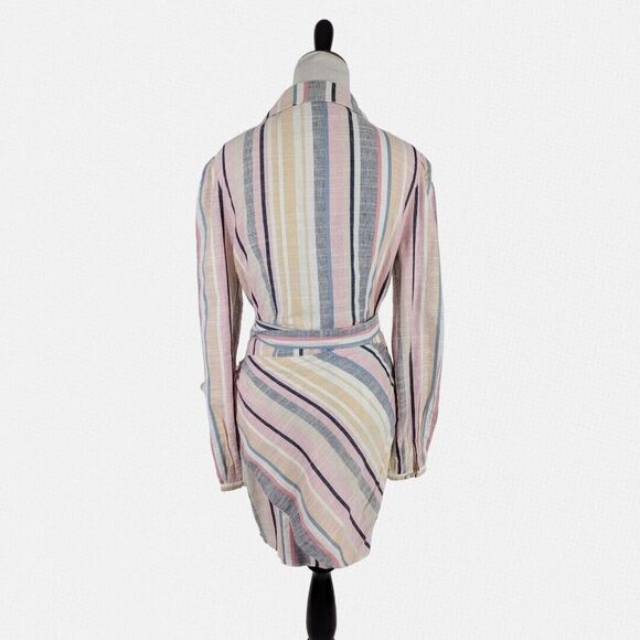 Revolve Majorelle Miranda Wrap Mini Dress M Stripe Multi Color Feminine Summer - Picture 2 of 6